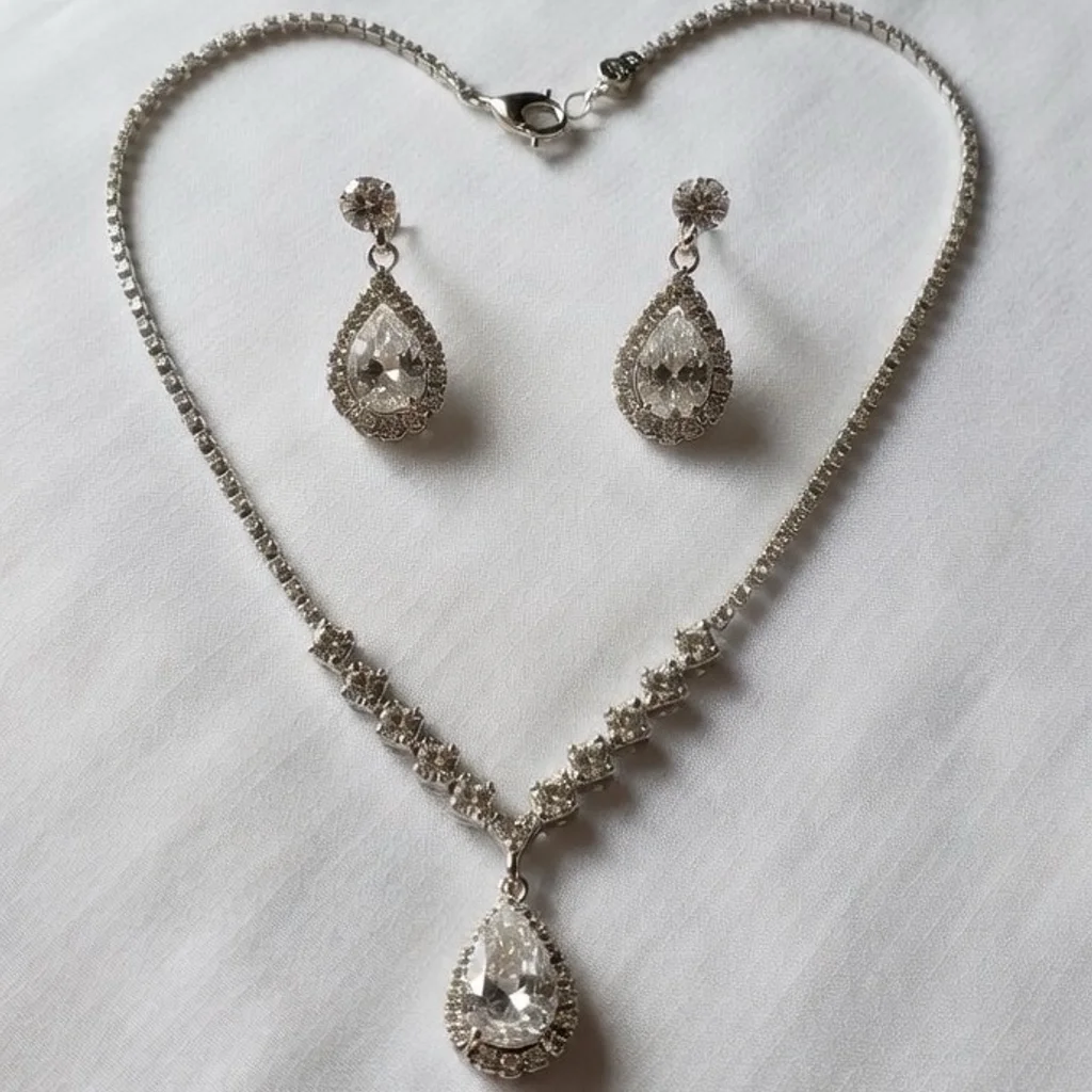 Colar e Brinco de Gota de Moda Feminina para a Temporada de Casamentos – photo 2